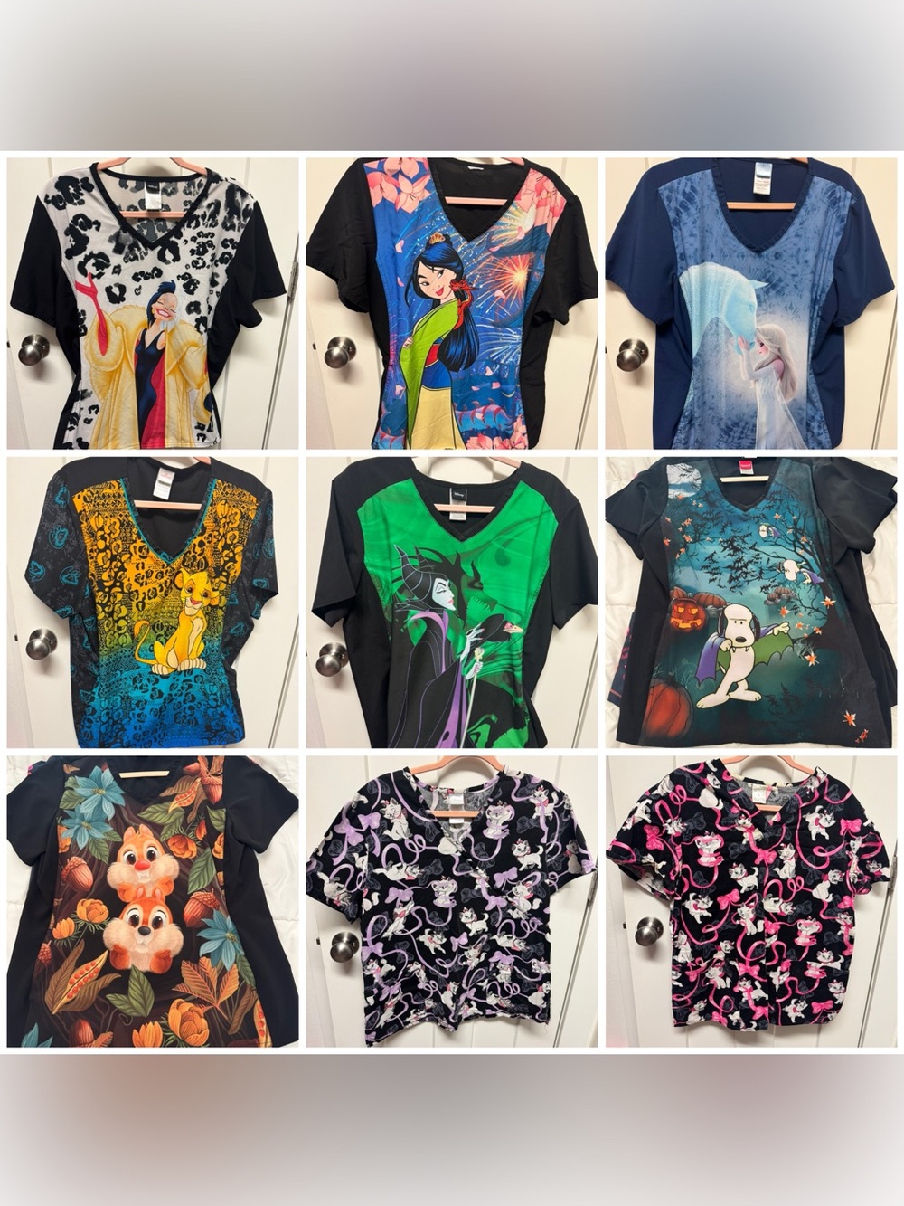 Disney Scrub Top Lot L